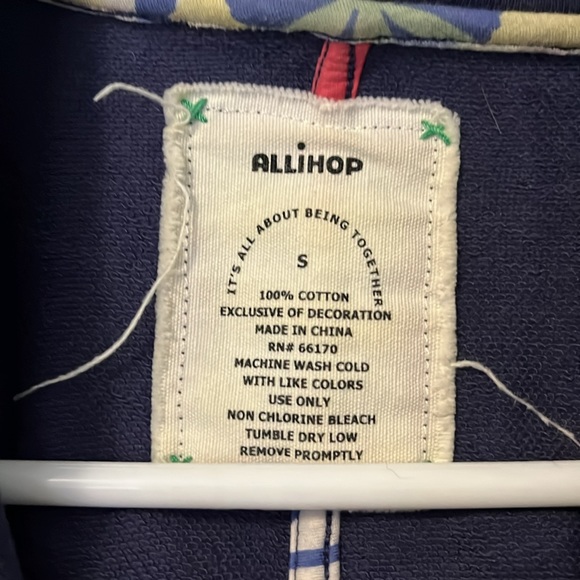 Anthropologie hoodie short sleeve jacket with tie waist belt in navy blue - Picture 4 of 9